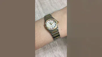 Omega Constellation Iris Steel Yellow Gold Multi Stone Watch 1365.79 | SwissWatchExpo [Wrist Roll]
