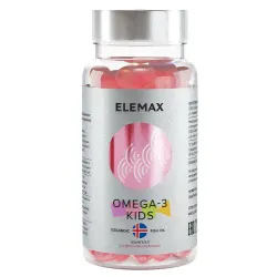 Elemax - Детский комплекс Omega-3 Kids с витаминами Е и Д и вкусом клубники, 90 жевательных капсул