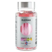 Elemax - Детский комплекс Omega-3 Kids с витаминами Е и Д и вкусом клубники, 90 жевательных капсул