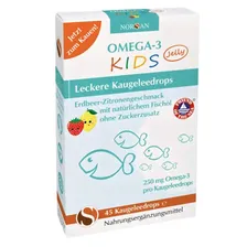 NORSAN (НОРСАН) Omega-3 Kids Jelly Омега-3 для детей от 3-х лет, жевательные капсулы со вкусом клубники и лимона, 45 шт