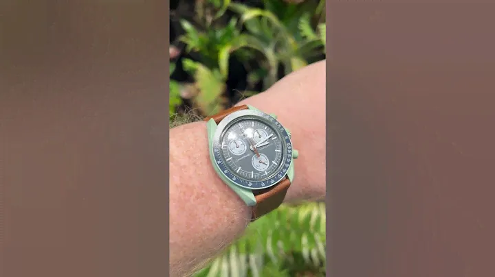 Moonswatch Mission On Earth SO33G100 on a Veblenist Braun Saffiano strap