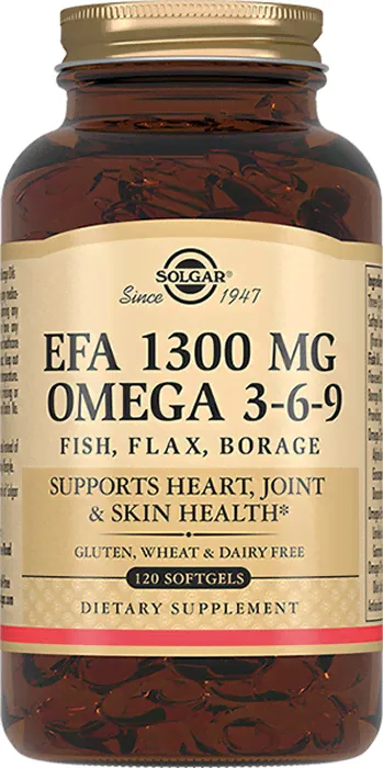 Solgar, EFA 1300 MG Omega 3-6-9 "Комплекс жирных кислот 1300 мг Омега 3-6-9", 120 капсул