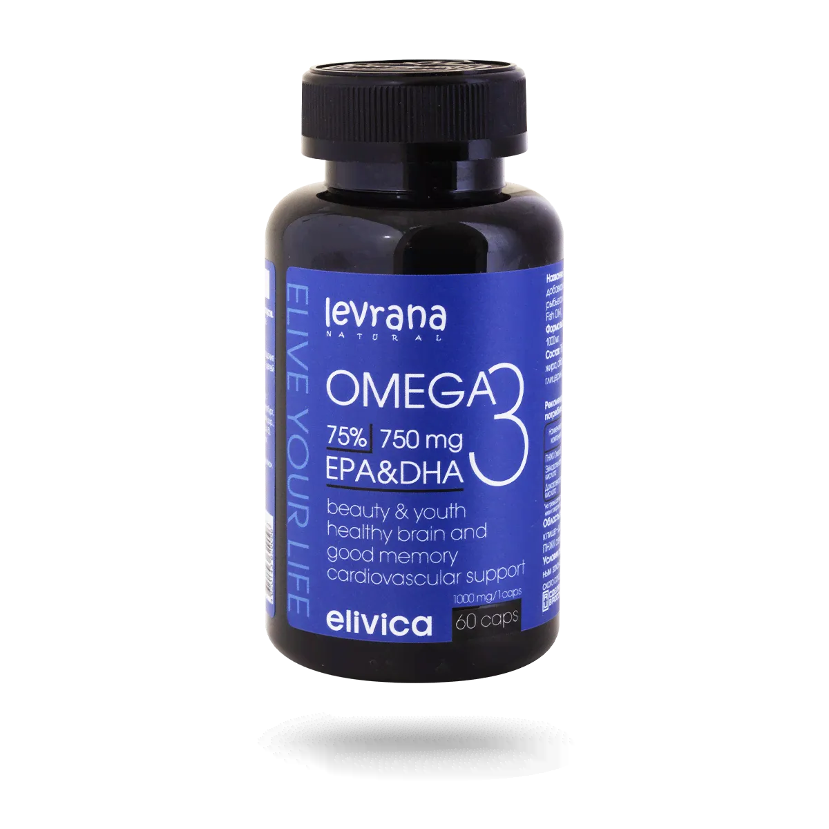 Омега-3, Omega-3, Elivica, 60 капсул